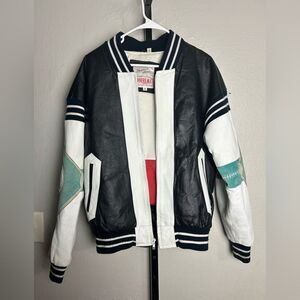 Vintage Michael Hoban WHEREMI 1991 leather jacket baseball themed size small